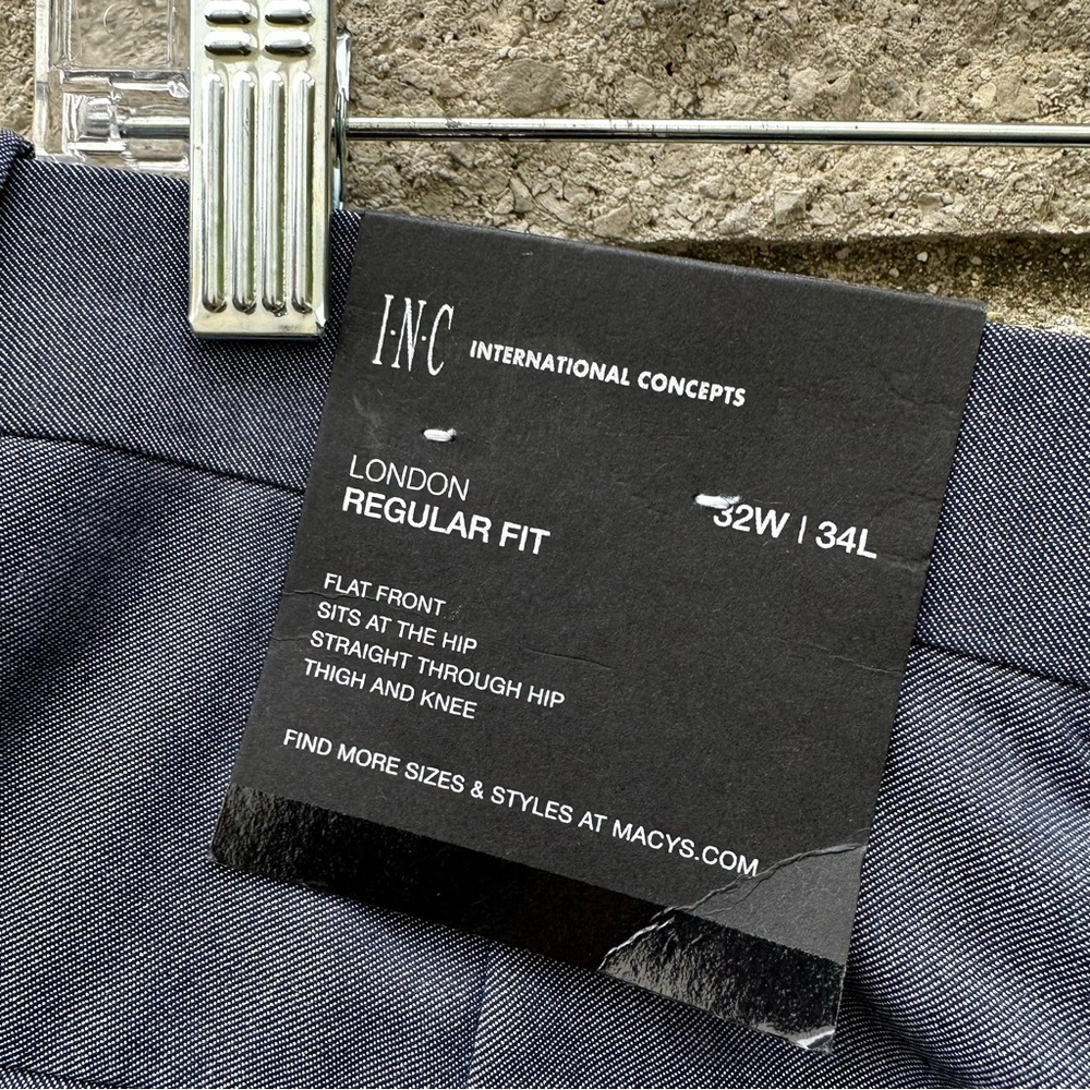 NWT INC INTERNATIONAL CONCEPTS Mens Slate Blue London Pants 32 X 34 Flat Front